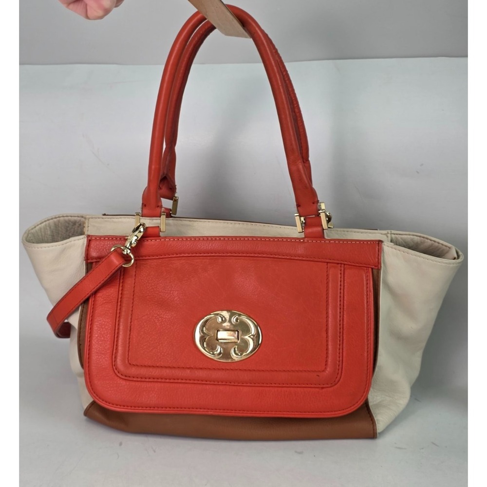 Emma Fox Women's Leather Satchel Shoulder‎ Bag Brown Orange Purse Handbag